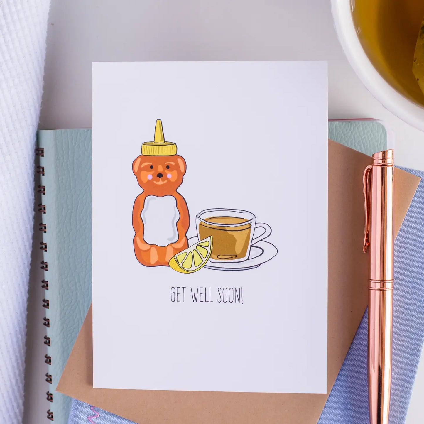 Get Well Soon (Honey and Tea) Greeting Card