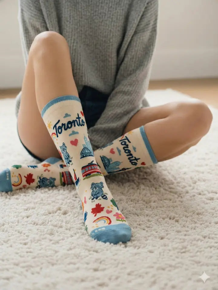 Toronto City Crew Socks, Playful Skyline Graphic Everyday Socks