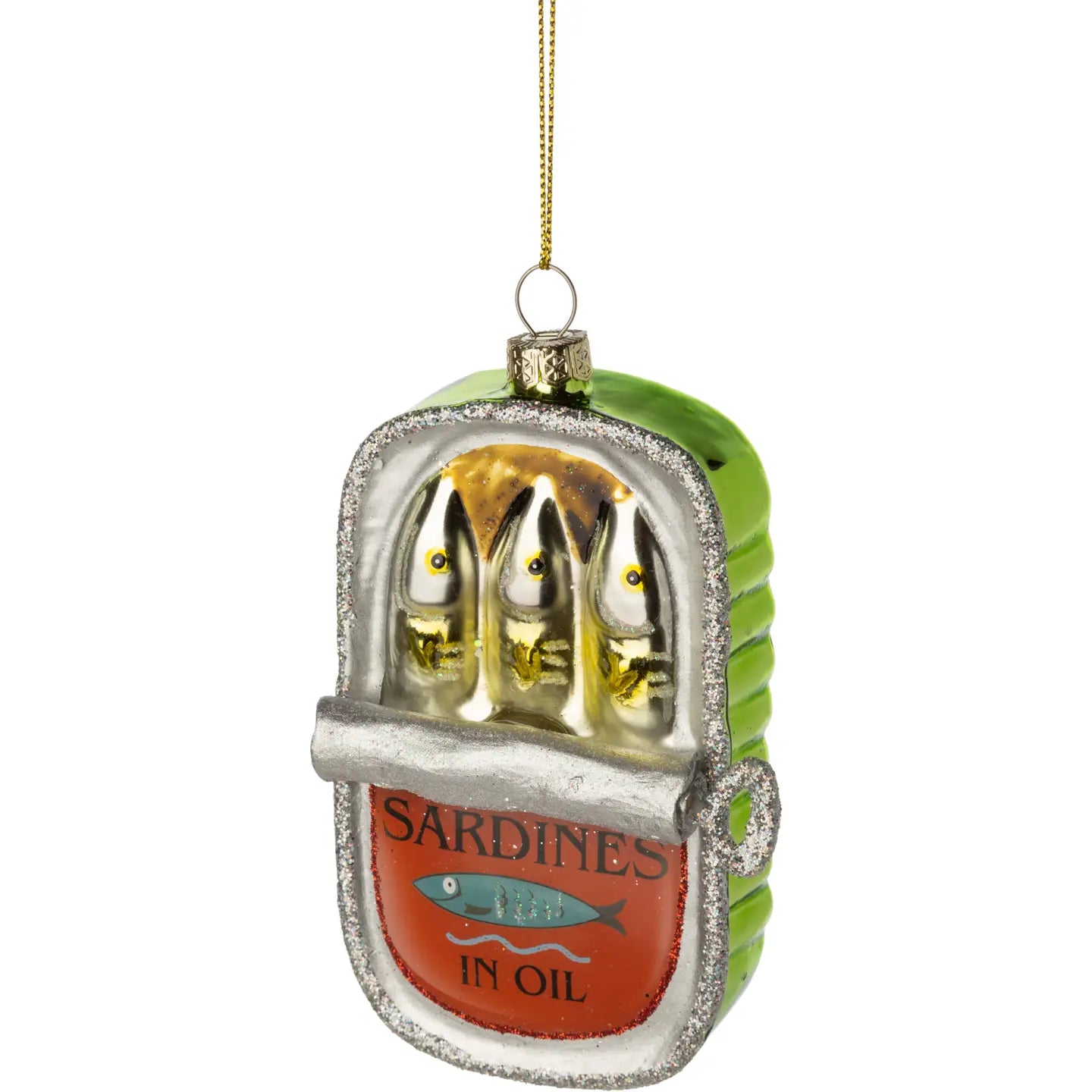 Glass Sardine Can Ornament With Key