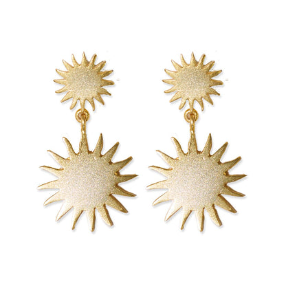 Emery Sunburst Drop Earrings Brass