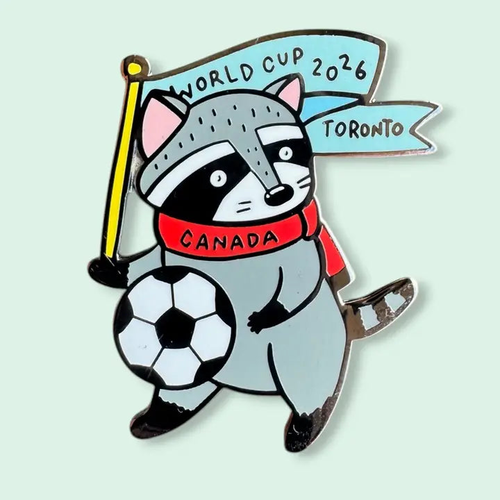 @1 World Cup Soccer Raccoon Enamel Pin