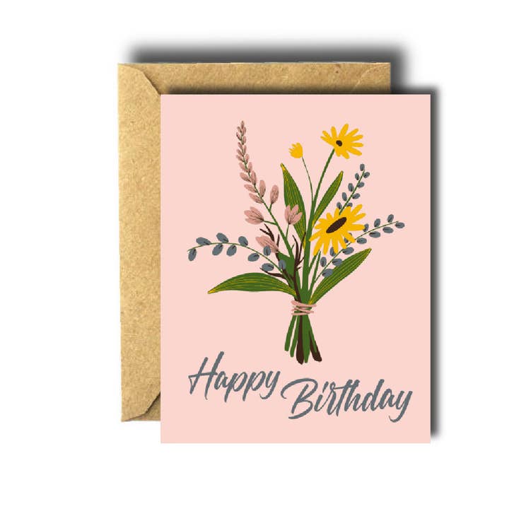 Happy Birthday Flowers Greeting Card