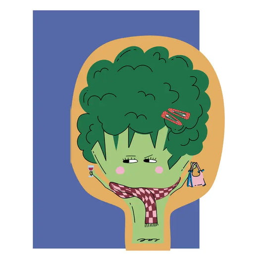 Hey Broccoli! Die Cut Greeting Card - Playful Veggie Card
