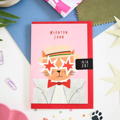 Meowton John Cat Musician Card