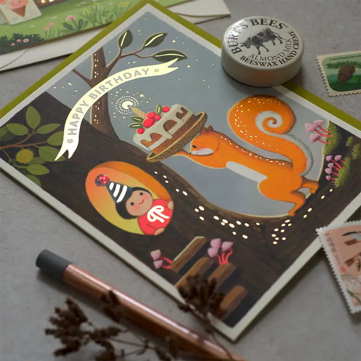Squirrel's Cake Birthday Greeting Card