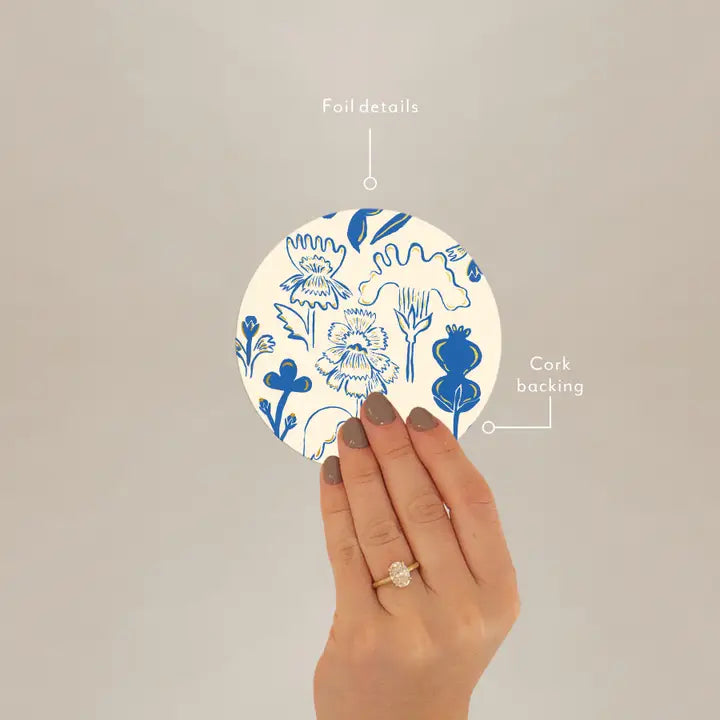 Blue Flowers Seedlings Coaster