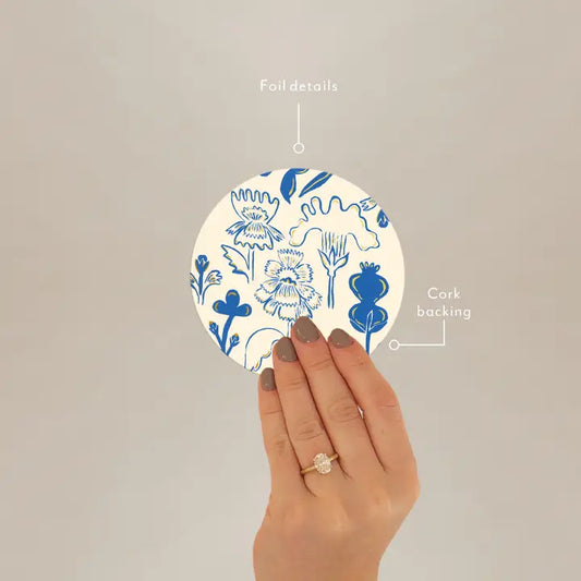 Blue Flowers Seedlings Coaster