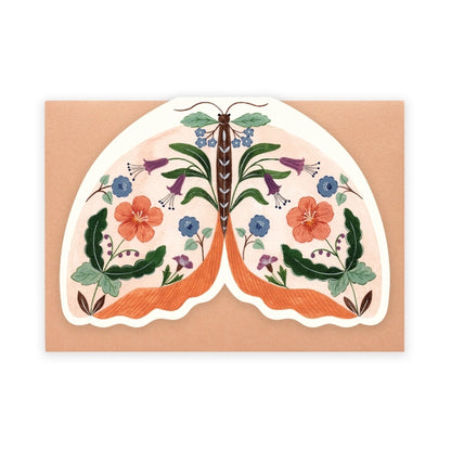 Floral Moth shaped card - Peach