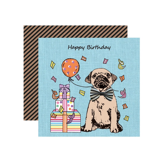 Pug Hand-Finished Birthday Card