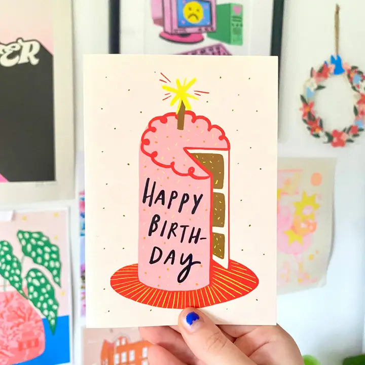 Happy Birthday Pink Cake Greeting Card