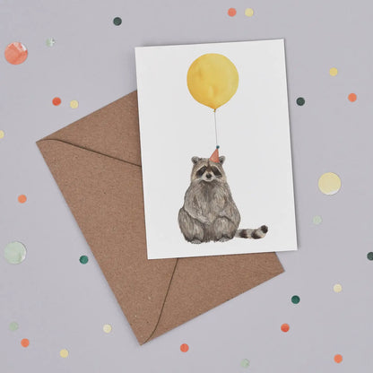 Balloon Animal Raccoon Card