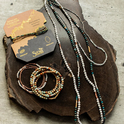 Stone Wrap Bracelet + Necklace Turquoise Silver - Stone Of The Sky