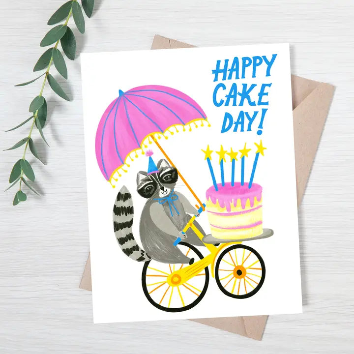 Cute Raccoon Riding a Bike Birthday Card