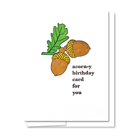 Acorn Birthday Letterpress Birthday Card