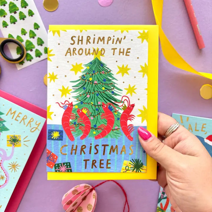 Shrimpin' Around the Christmas Tree Christmas Card