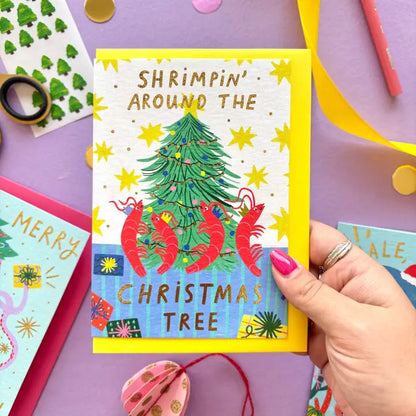 Shrimpin' Around the Christmas Tree Christmas Card