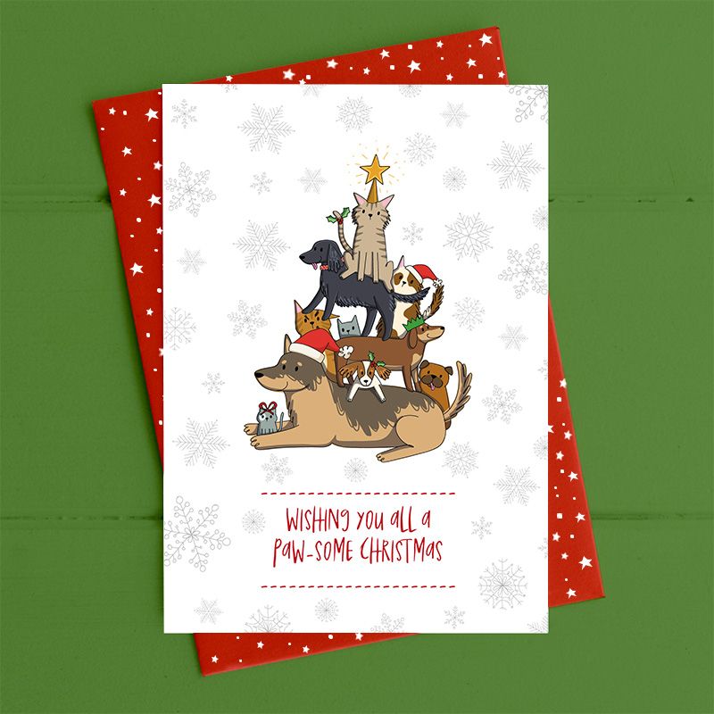 Pawsome Animal Xmas Tree Card