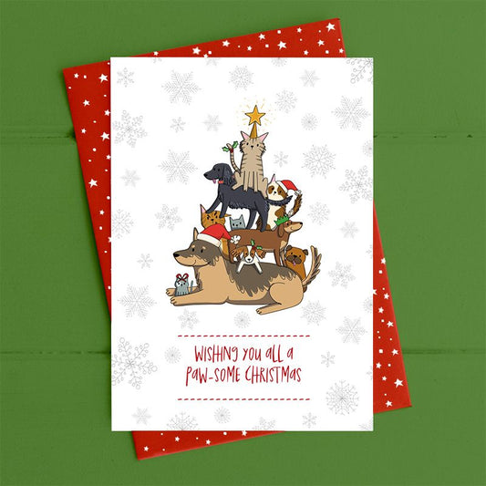 Pawsome Animal Xmas Tree Card