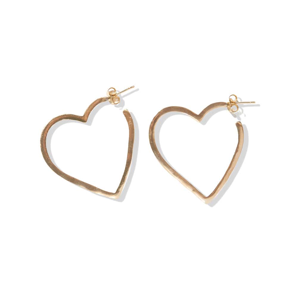 Heidi Heart Hoop Earrings Brass