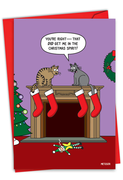 Cat Holiday Spirit Christmas Card