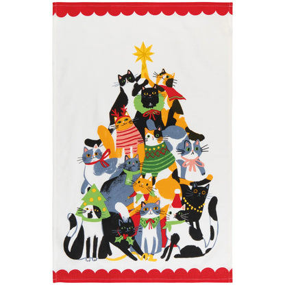 Kitty Carol Christmas Tea Towel