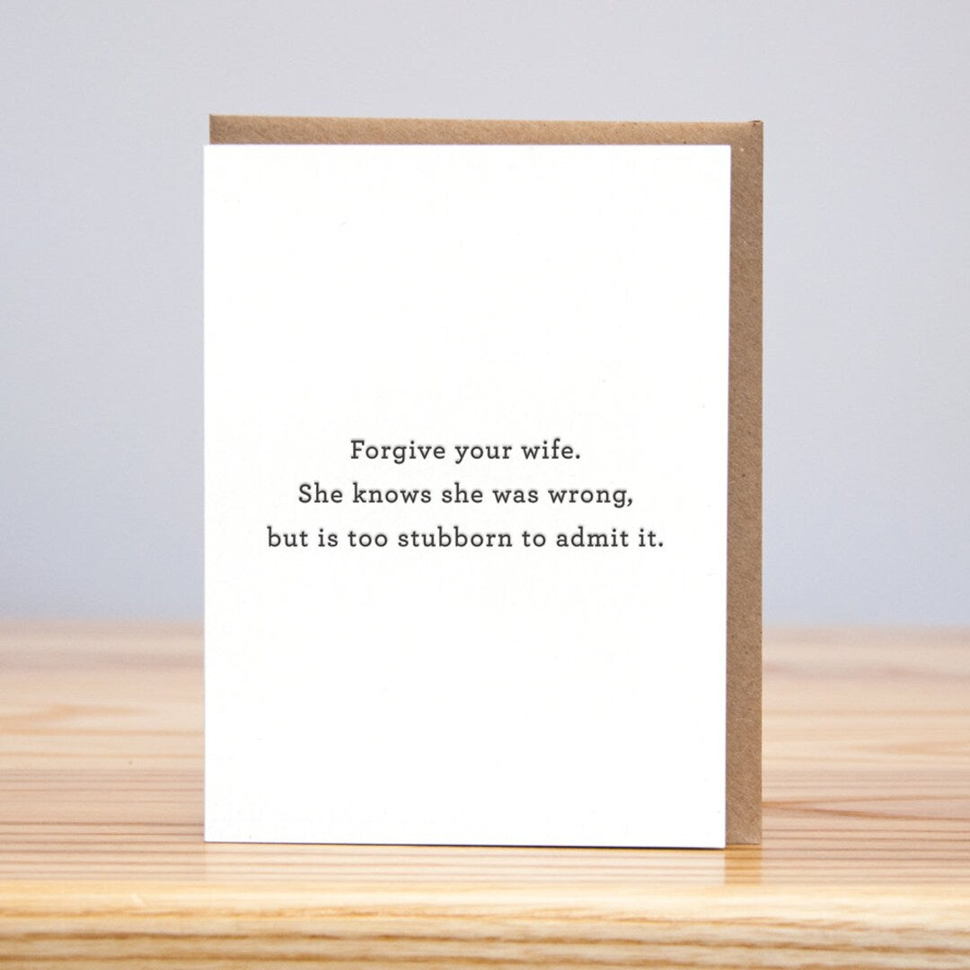Simple Forgive Your Wife Black On White Card