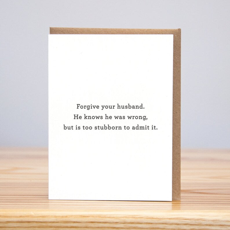 Simple Forgive Your Husband Black On White Card