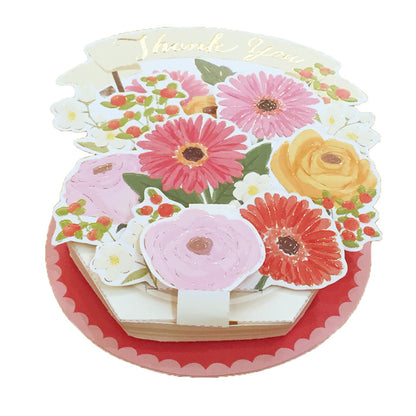 Pop-up 3D Thank You Flower Pot Mixed Flower Card