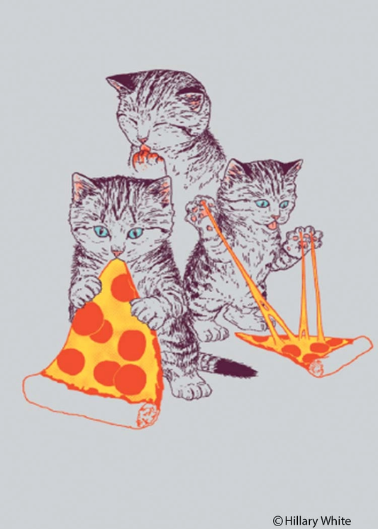 Kitties Eating Pizza (Animals) Magnet