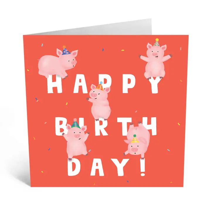 Pigs Happy Birthday Card