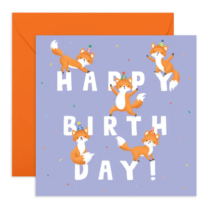 Foxes Happy Birthday Card