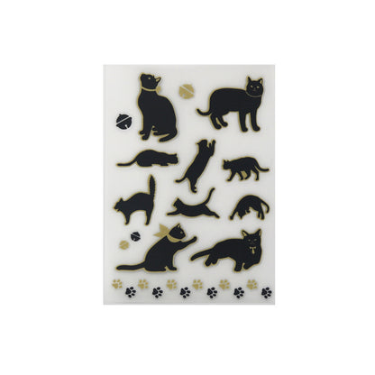 Irodo Decorative Fabric Transfer Sticker – Black Cat Gold Outline