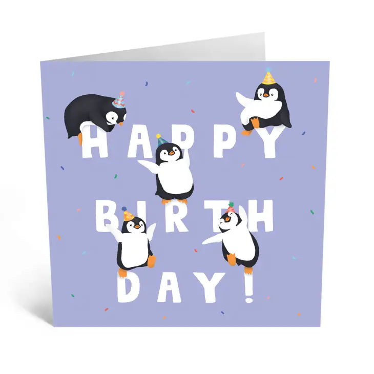 Penguins Happy Birthday Card