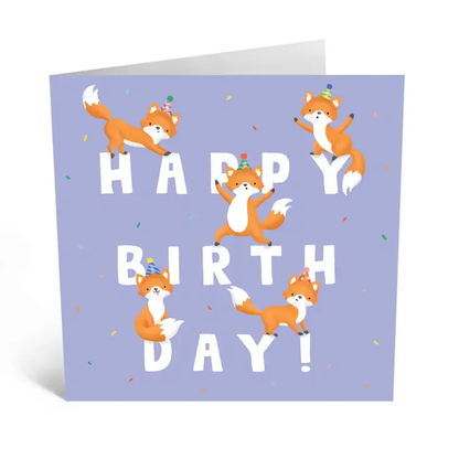 Foxes Happy Birthday Card