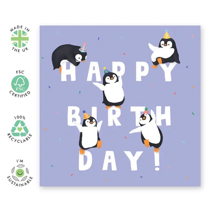 Penguins Happy Birthday Card