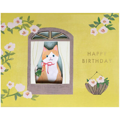 Birthday Window Cat Party Card