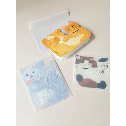 Birthday Gyukyu Neko Card Gray