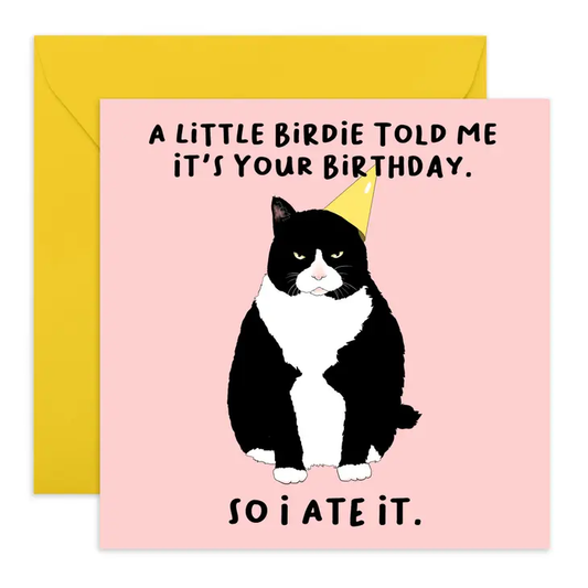 Little Birdie Birthday Cat Card