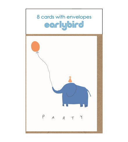 Party Elephant Card Pack Of 8