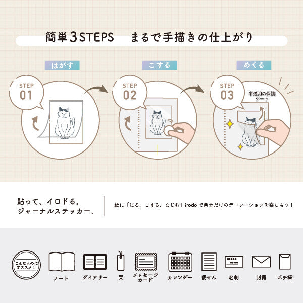 Irodo Paper Transfer Stickers – Cats