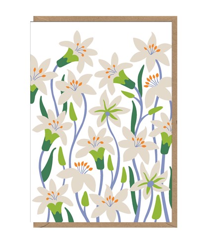 Nadia White Flowers Card