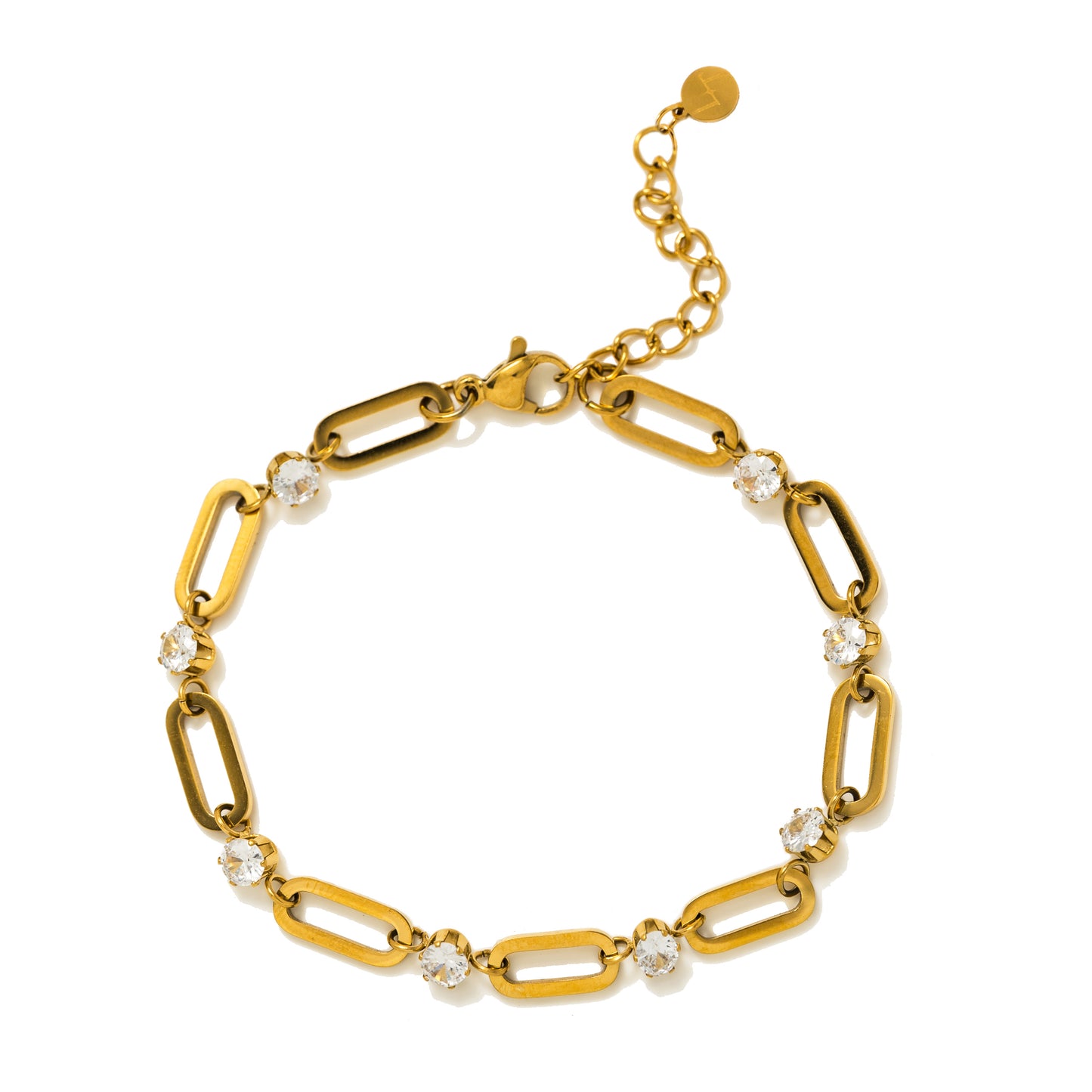 Riva CZ U-Link Bracelet Gold