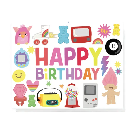 Retro Love Happy Birthday Greeting Card