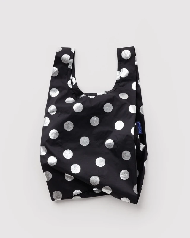 Baby Baggu - Silver Metallic Polka Dot