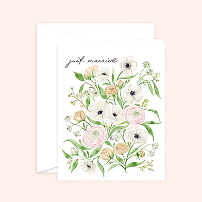 Just Married Flower Card