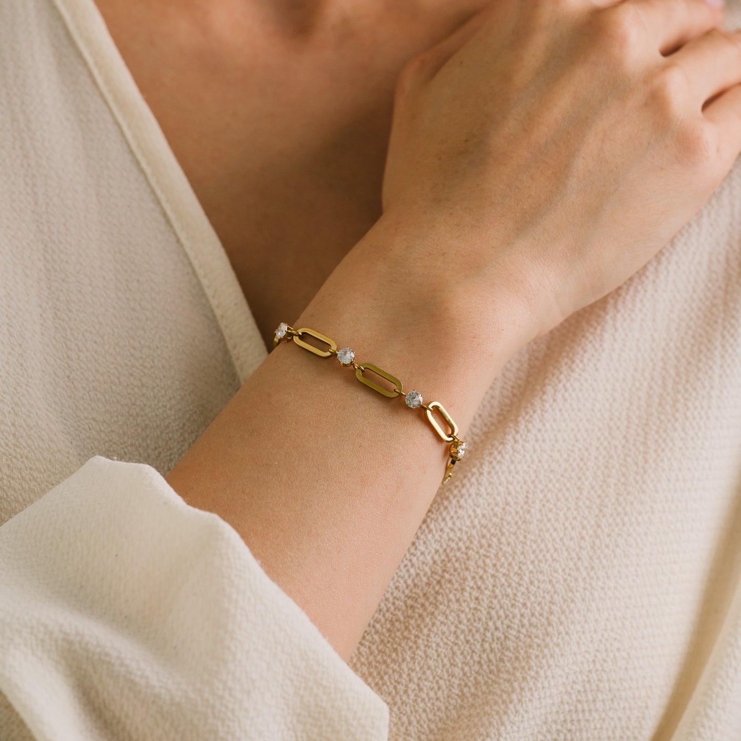 Riva CZ U-Link Bracelet Gold