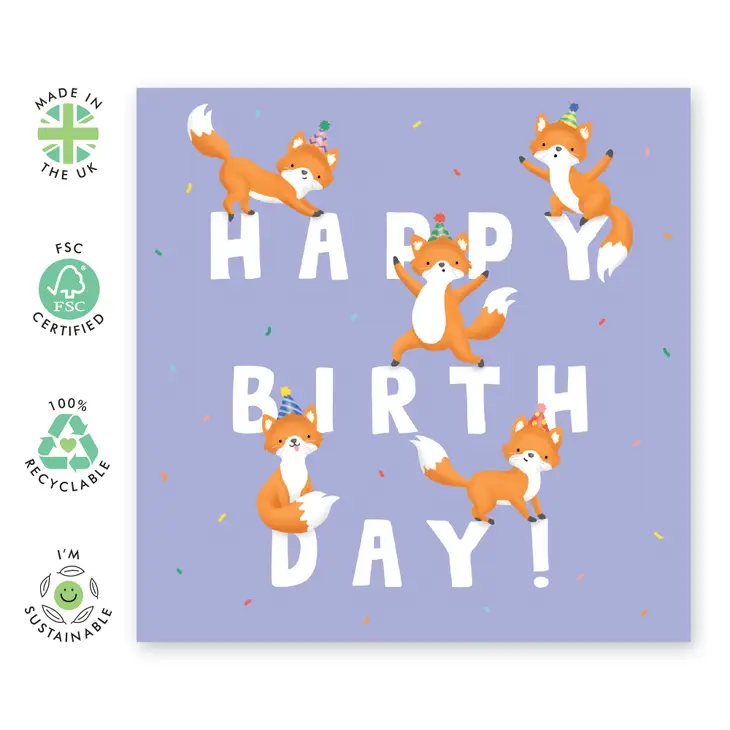 Foxes Happy Birthday Card