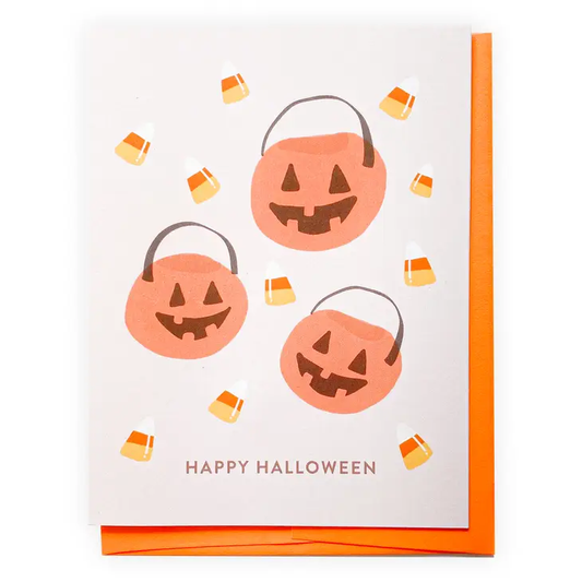 Retro Halloween Buckets Greeting Card