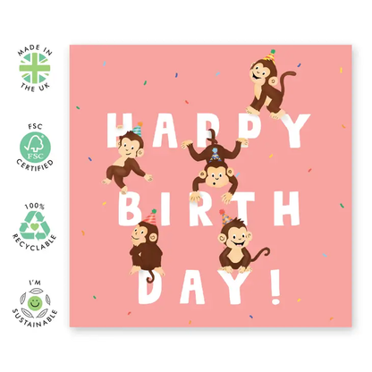 Monkeys Happy Birthday Card