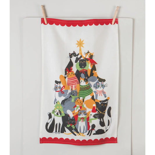 Kitty Carol Christmas Tea Towel
